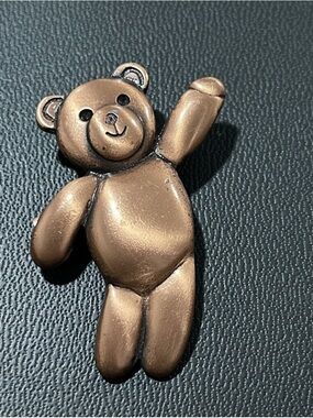 Copper teddy bear brooch